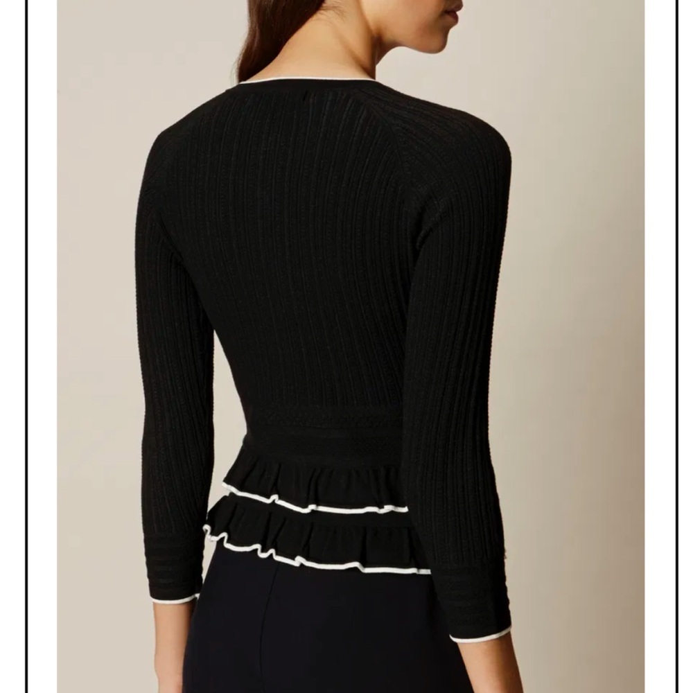 KAREN MILLEN Ruffled Hem Knit Cardigan - Picture 3 of 7